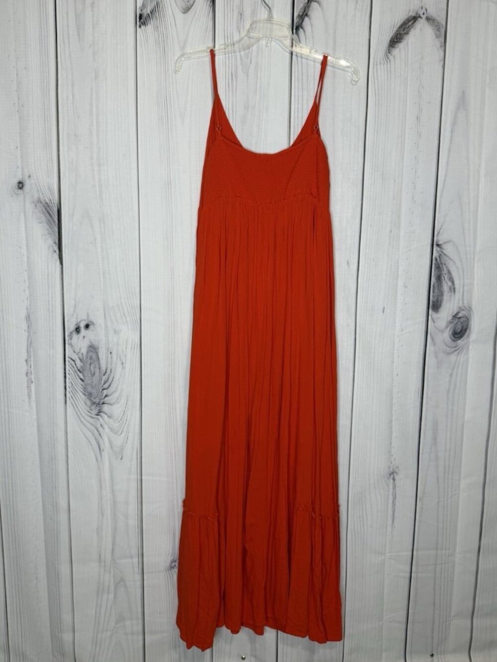 Mittoshop Sleeveless Pleated Maxi Sundress Sz L Spaghetti Straps Orange